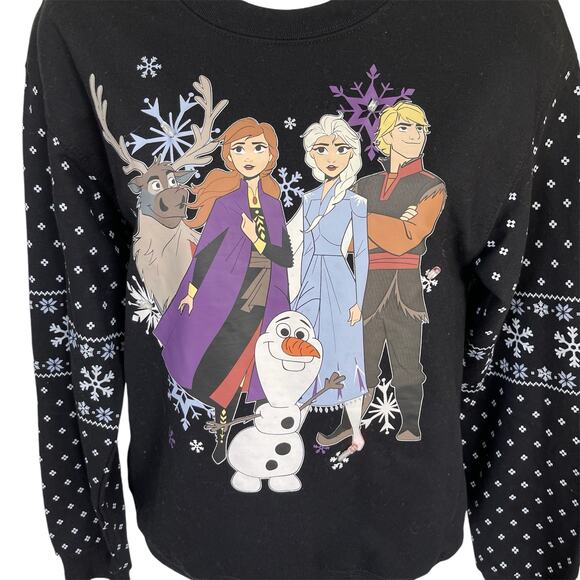 NEW NWOT Disney Frozen Black Long Sleeve Pullover Light Up Twinkle Sweatshirt - Picture 2 of 3